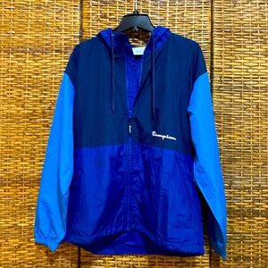 New in package Champion blue  hooded Zip up Windbreaker L